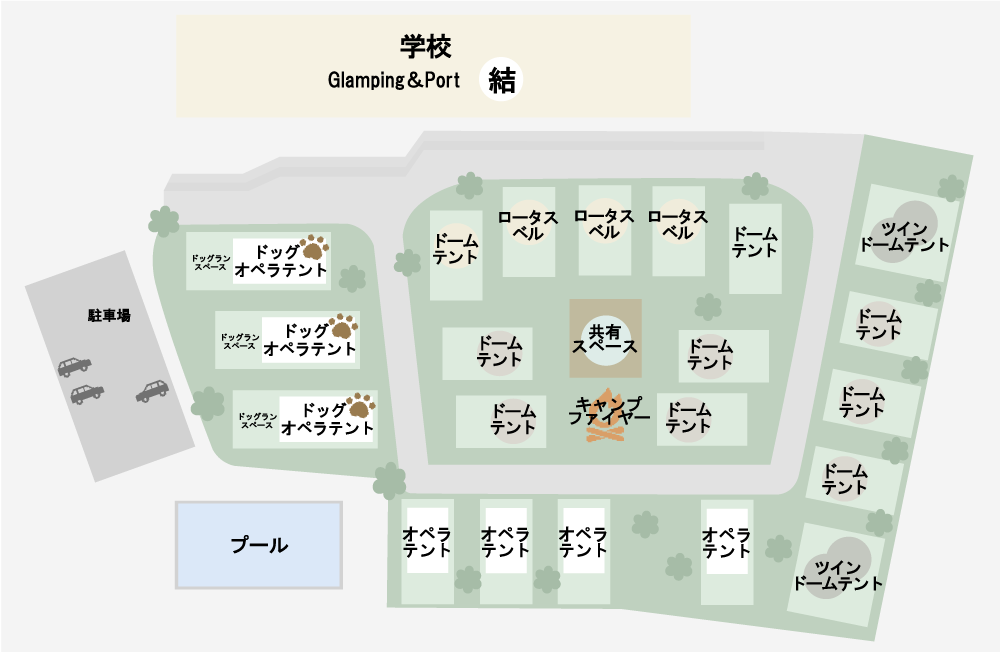 Glamping＆Port結の地図